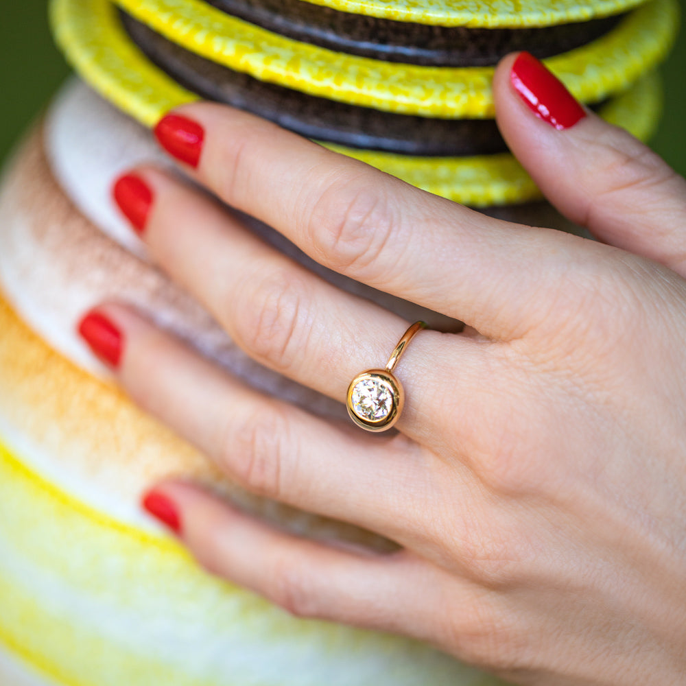 product_details::Diamond Grand Level Ring on model.