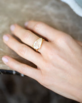 Gusher Diamond Ring 009 on model.