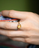 Gusher Yellow Sapphire Ring 033 on model.