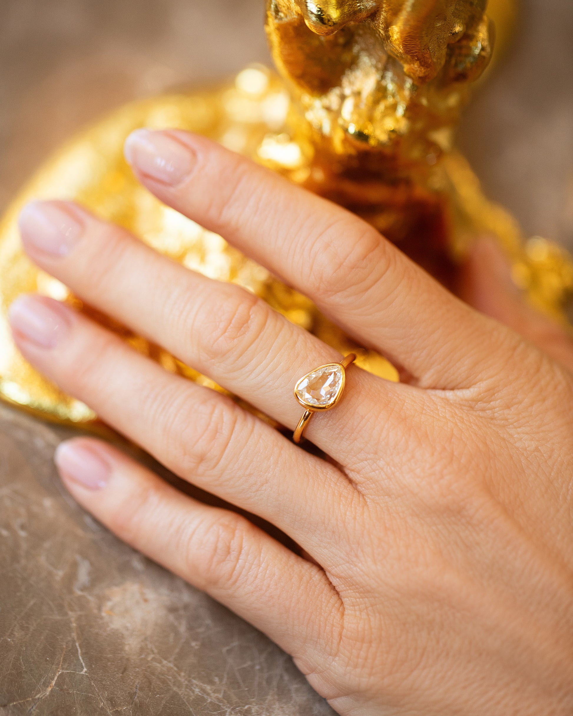 Gusher Diamond Ring 042 on model.