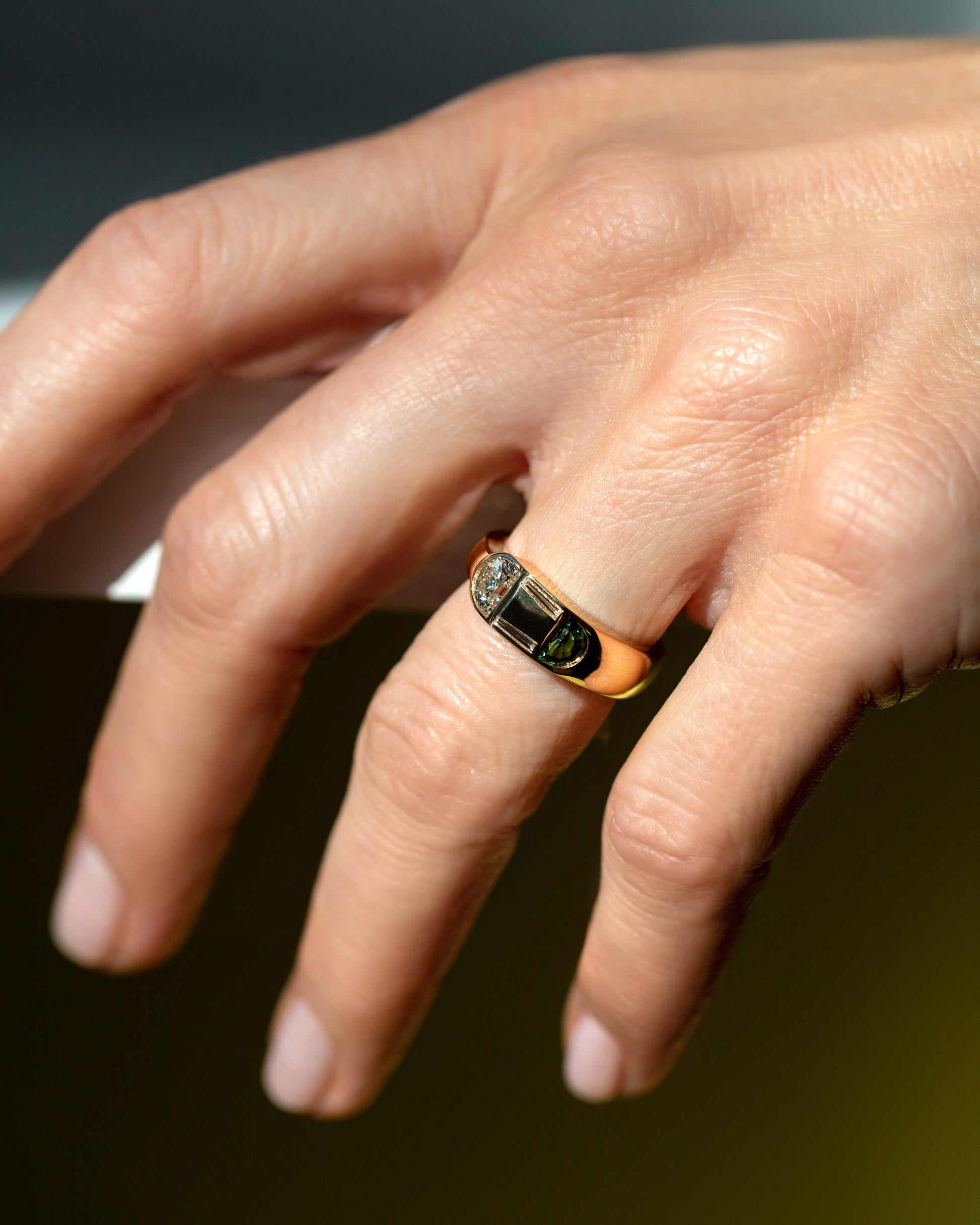 Half Moon Ring on model.