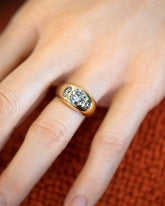 Champagne Diamond Saturn Ring on model.