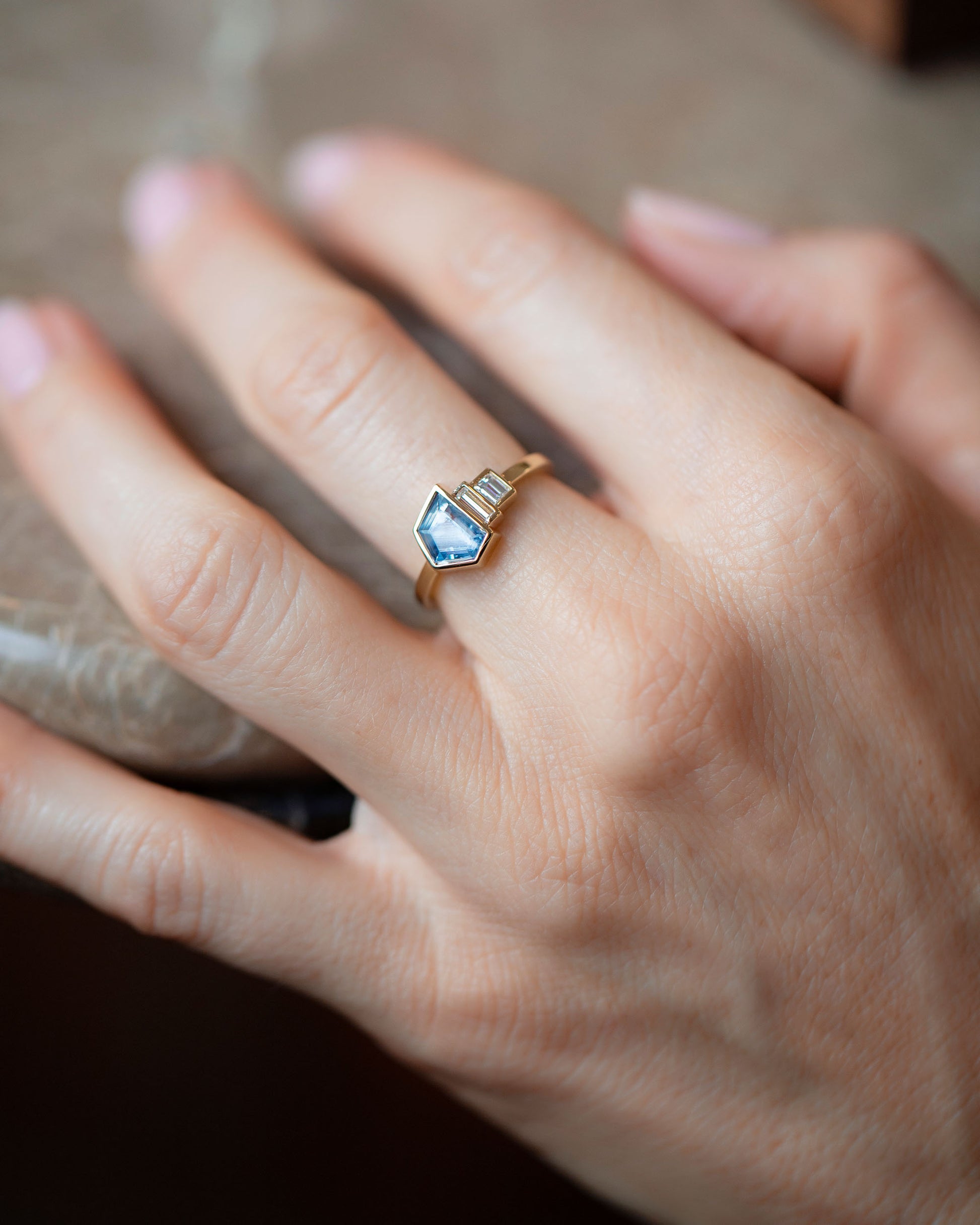 Sun Shower Ring on model.