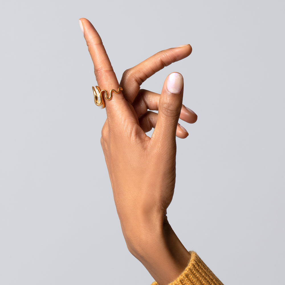 product_details::Weaver Ring on model.