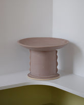 Morgan Peck Mauve Pedestal Centerpiece on light color background.