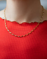 Flat Oval Link Chain Necklace on model.
