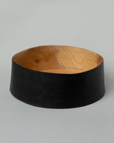 Namu Home Goods Large Zelkova Wood Black Lacquered Vessel on light color background.