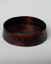 Inside view of the Namu Home Goods Zelkova Wood Medium Red Lacquered Bowl on light color background.
