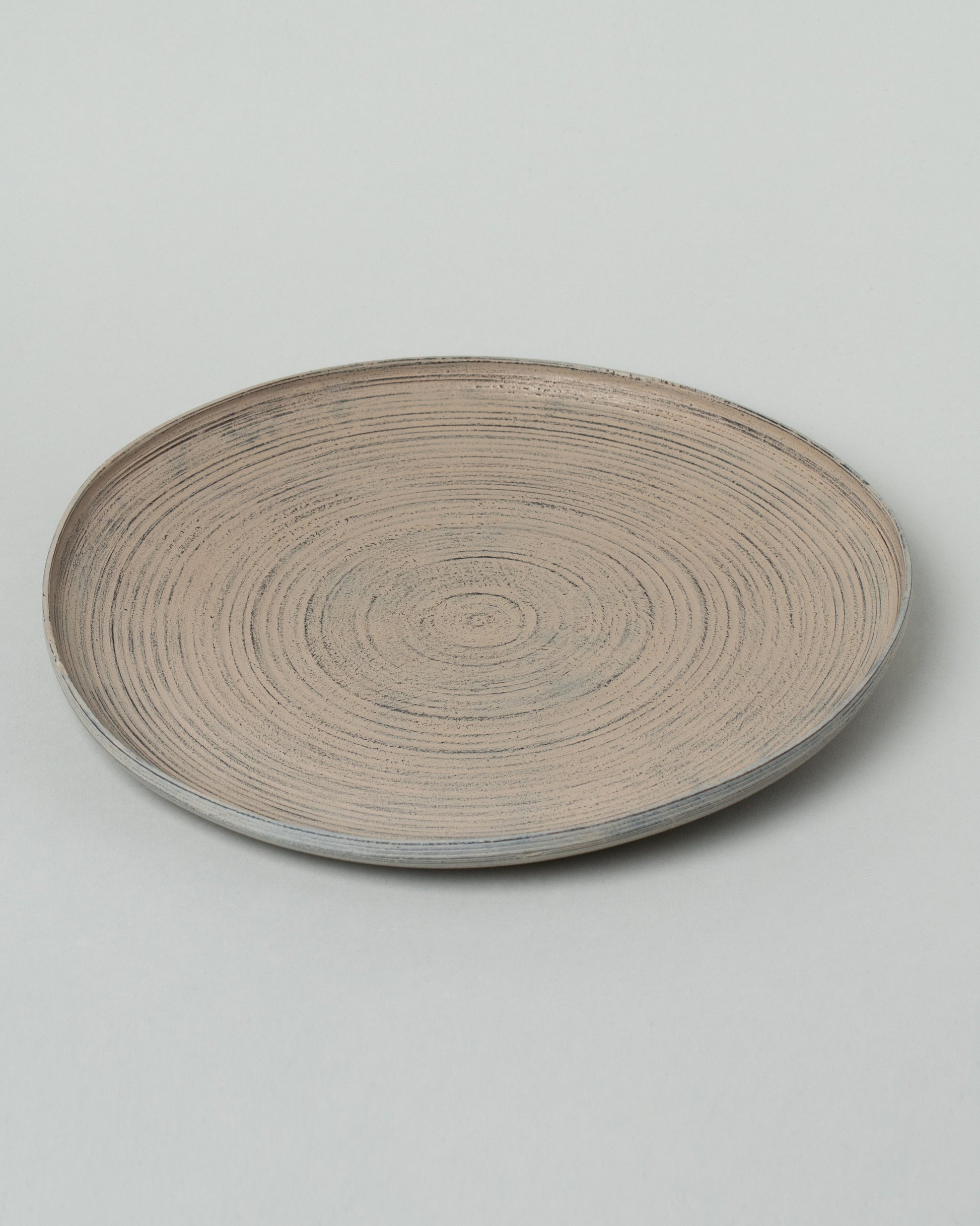 Namu Home Goods Large Zelkova Wood Winter Organic Plate on light color background.