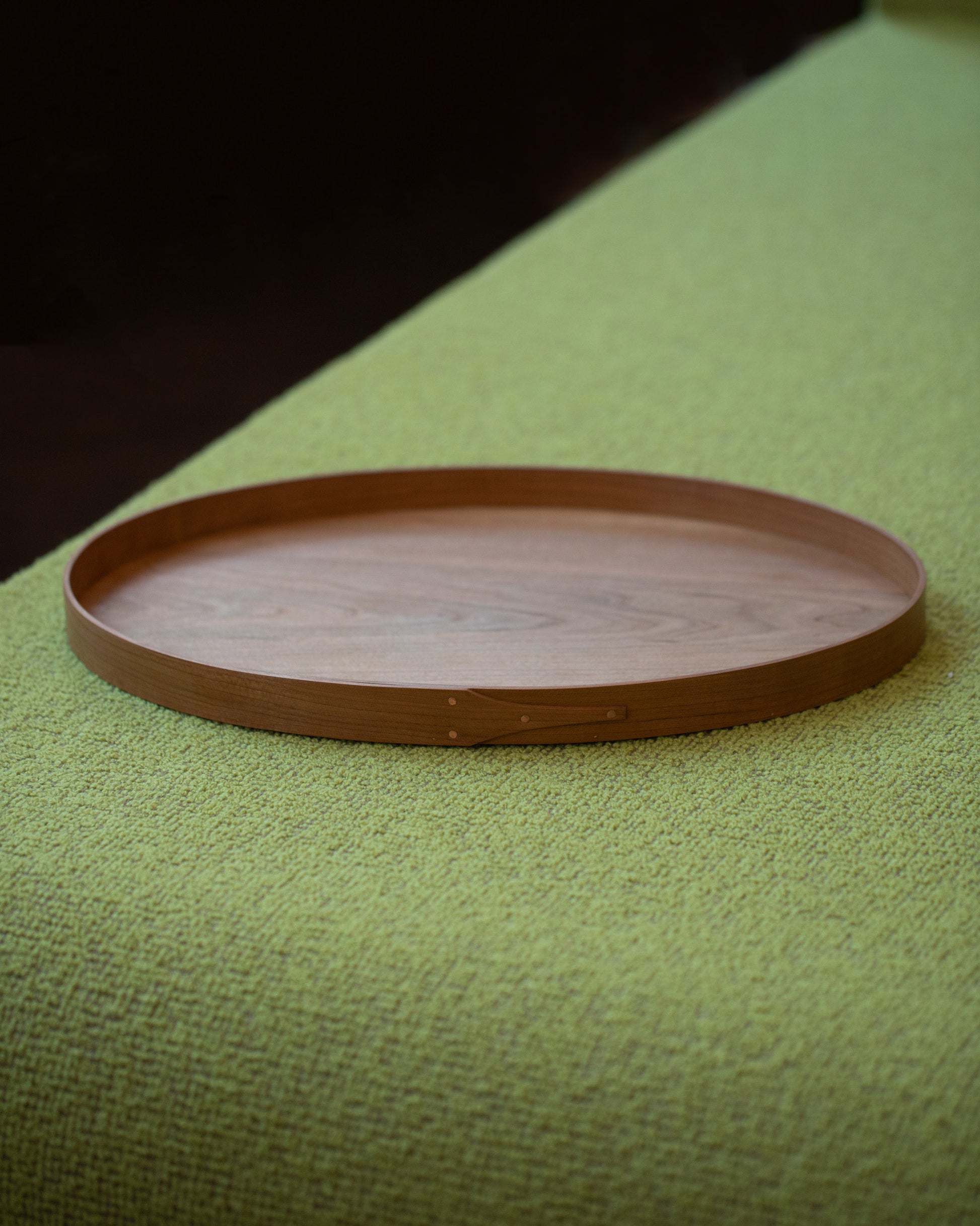 Rikke Falkow Medium Cherry Wood Serving Tray on light color background.