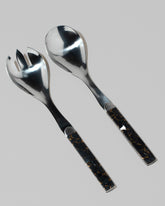 Santa Fe Stoneworks Black Buffalo Turquoise Salad Serving Set on light color background.