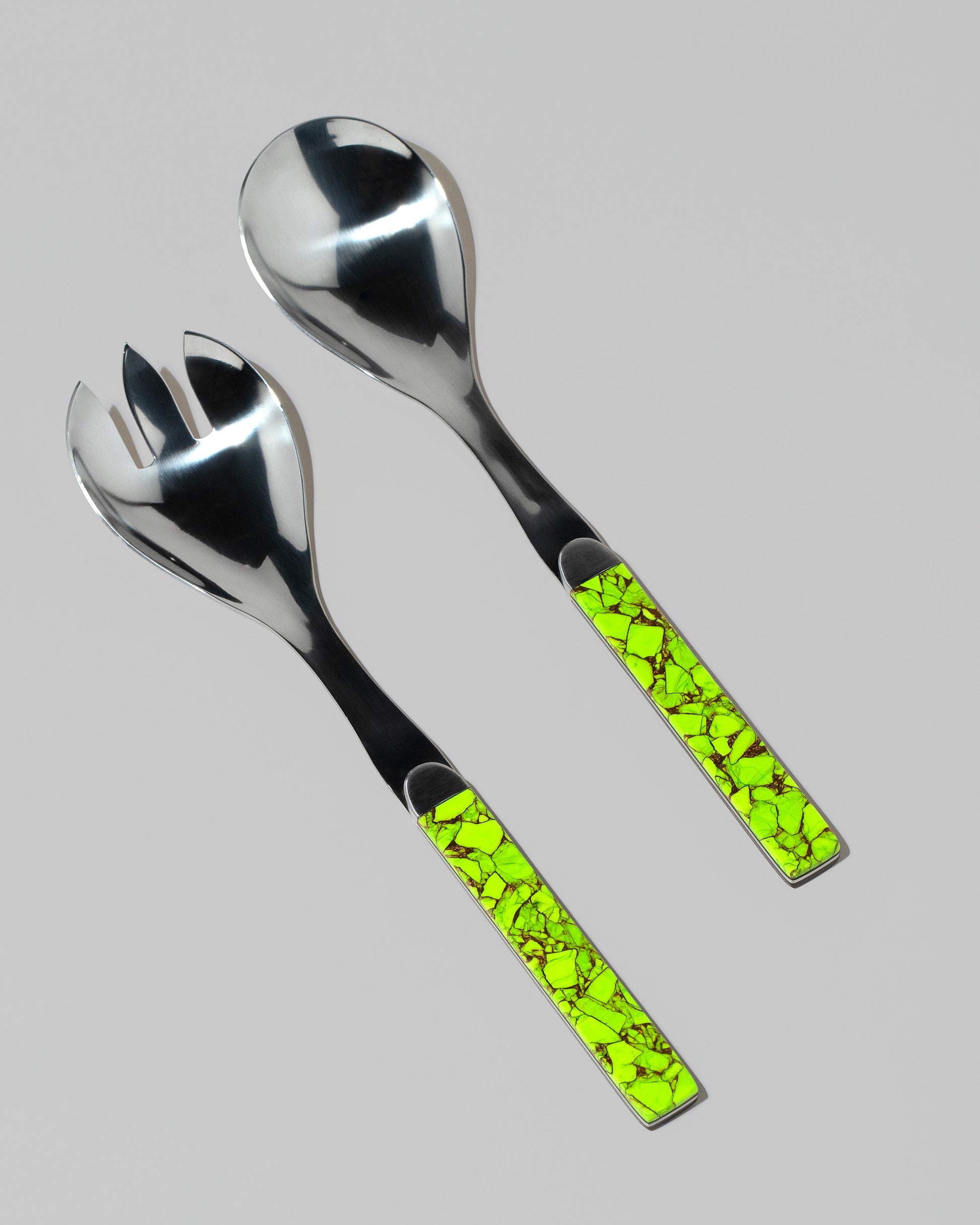 Santa Fe Stoneworks Neon Ranger Salad Serving Set on light color background.