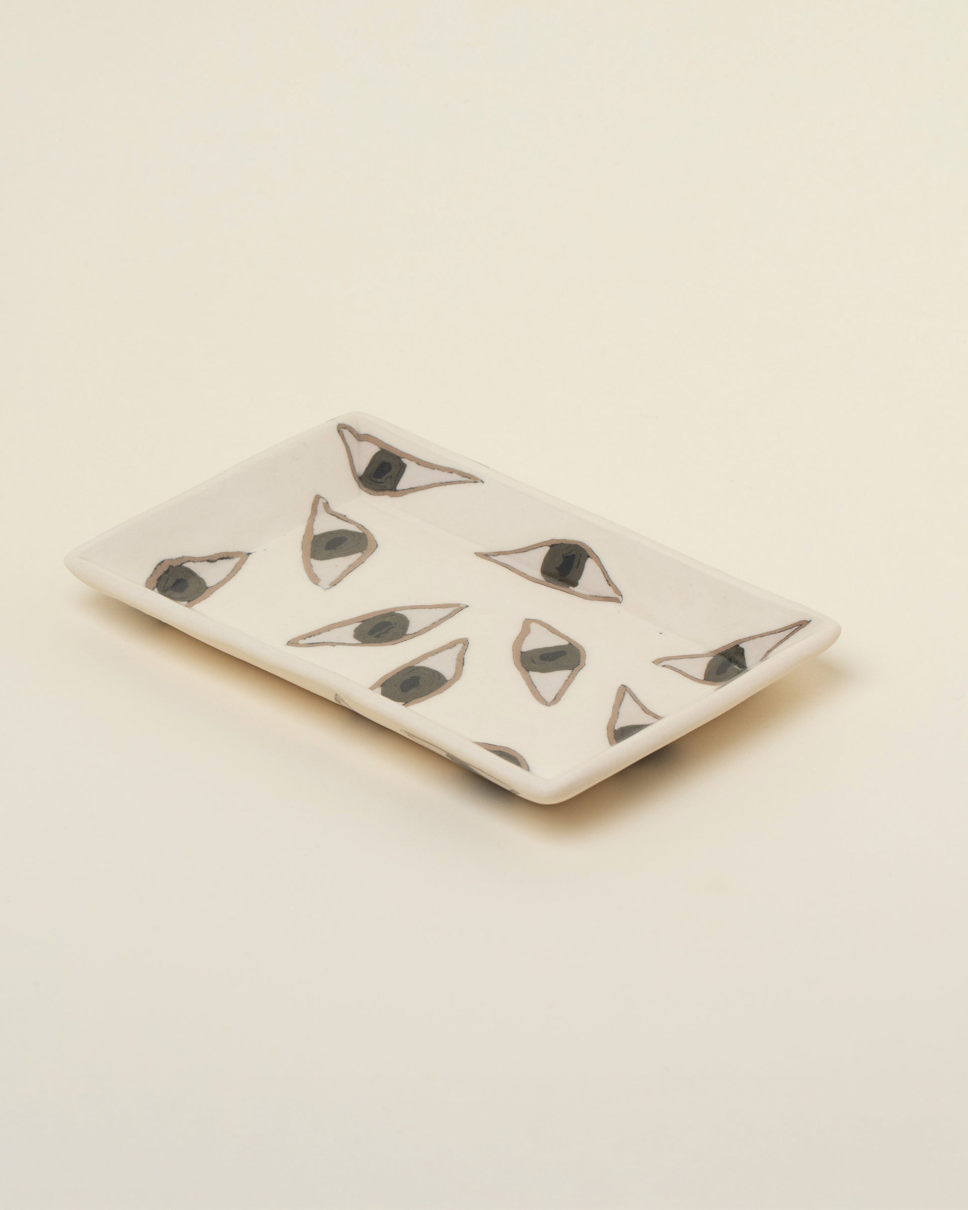 Closeup details of the Slush Club Nerikomi Eye Tray on light color background.