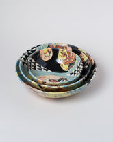 Slush Club Medium Nerikomi Bowls No. 101 on light color background.