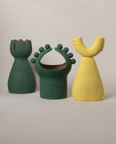 Stephanie Phillips Elodia Sculpture, Stephanie Phillips Green Moon Bulb Sculpture and Stephanie Phillips Flower Sculpture