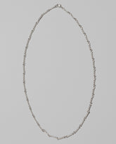 CRZM Sterling Silver Double Helix Chain Necklace on light color background.