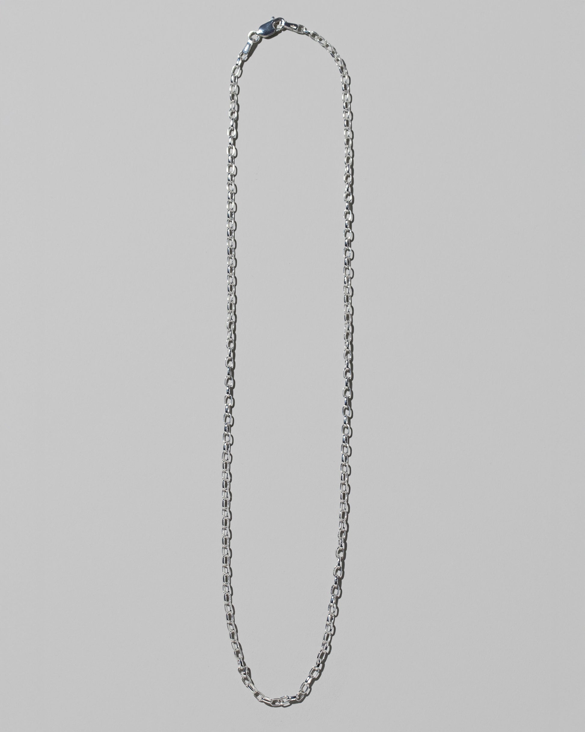 CRZM 2.5mm Sterling Silver Short Loop Chain Necklace on light color background.