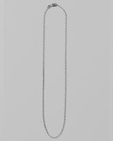 CRZM 2mm Sterling Silver Short Loop Chain Necklace on light color background.