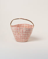 Suzanne Sullivan Red I Hope To Tell You Something Basket on light color background.