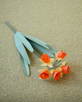 The Green Vase Paper Daffodil Stem on light color background.