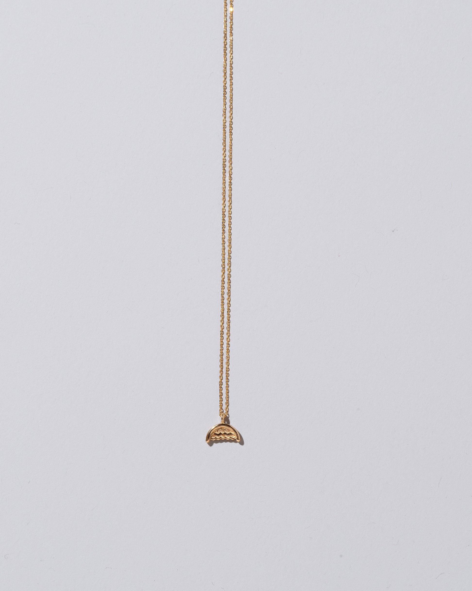 Water Talisman Pendant Necklace on light color background.