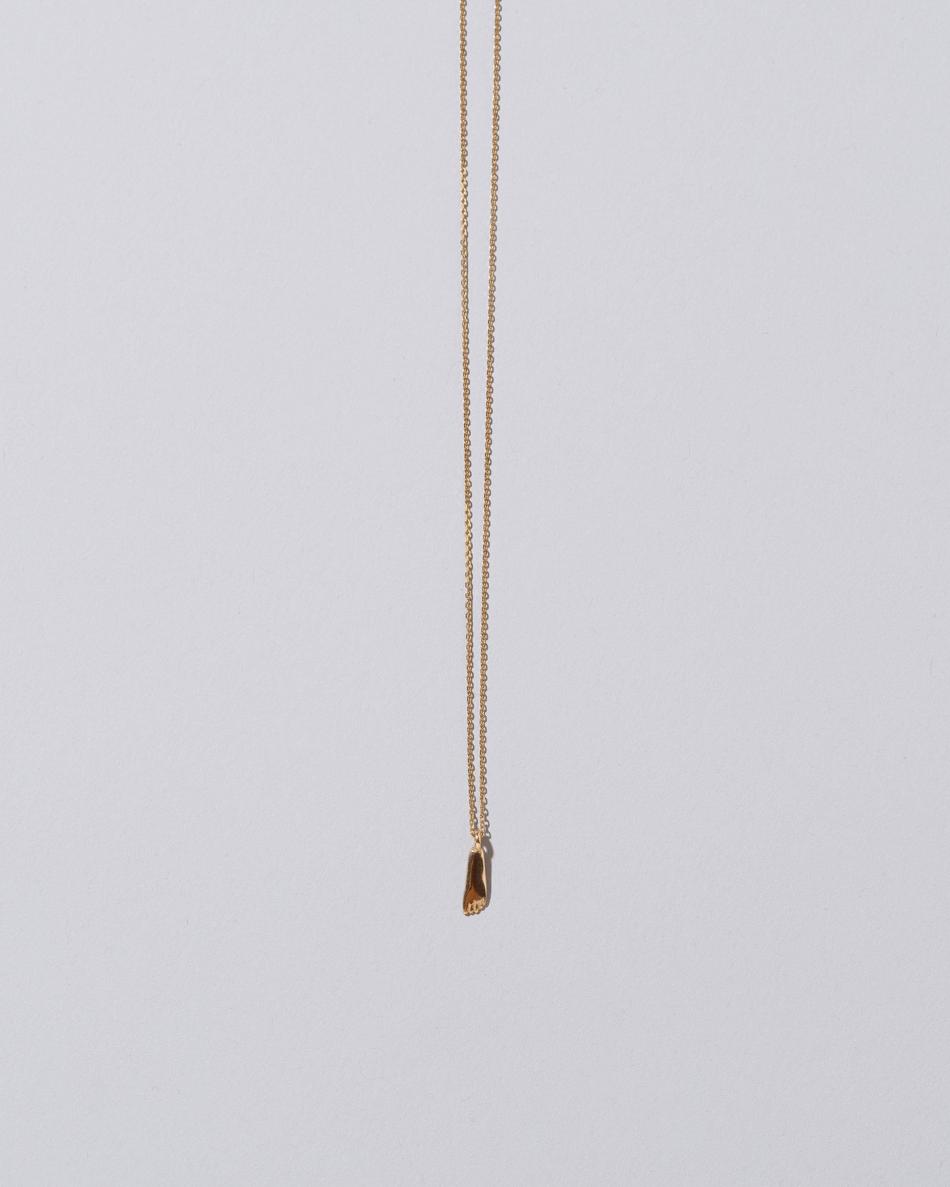 Foot Talisman Pendant Necklace on light color background.