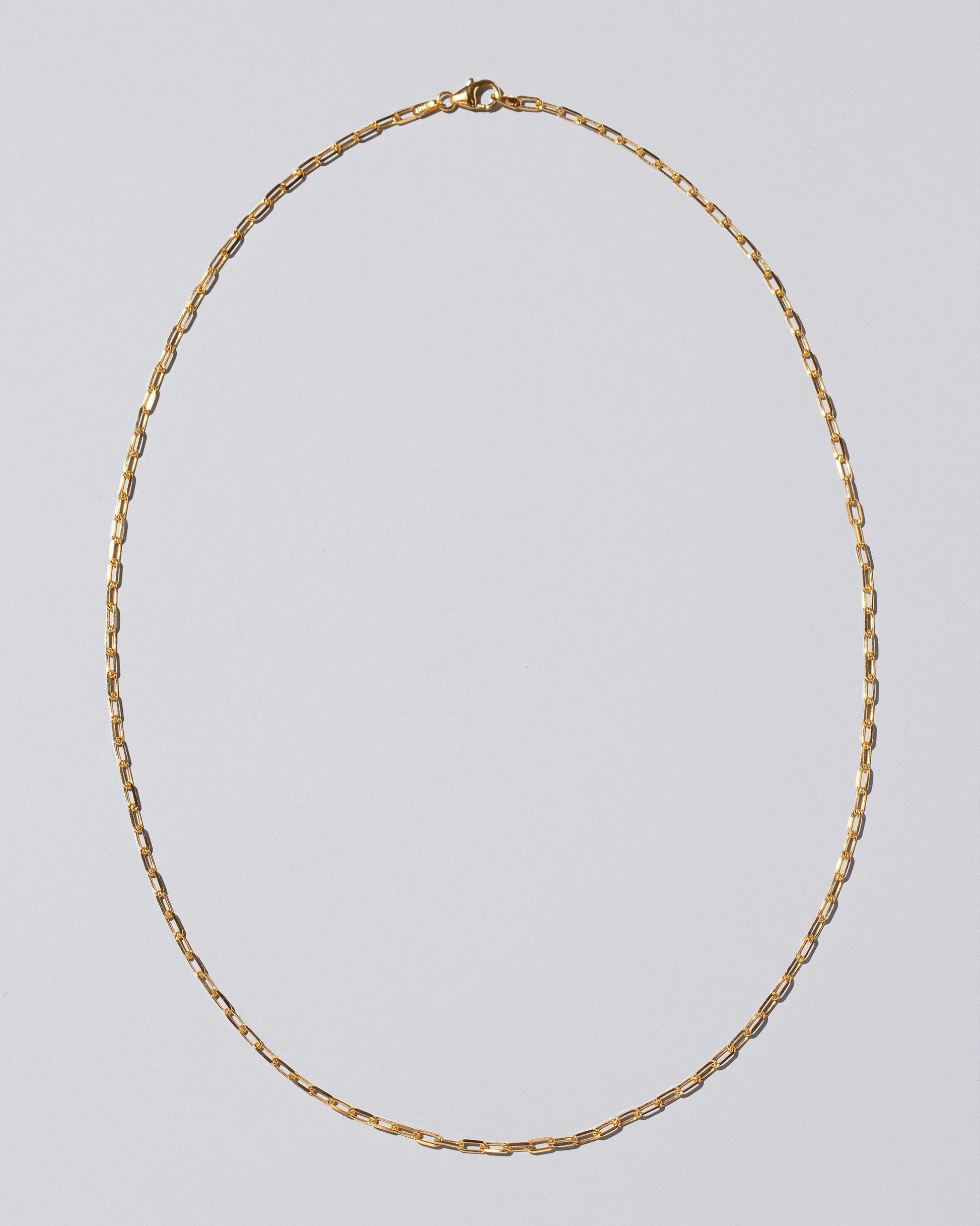 3mm Beveled Oval Chain Necklace on light color background.