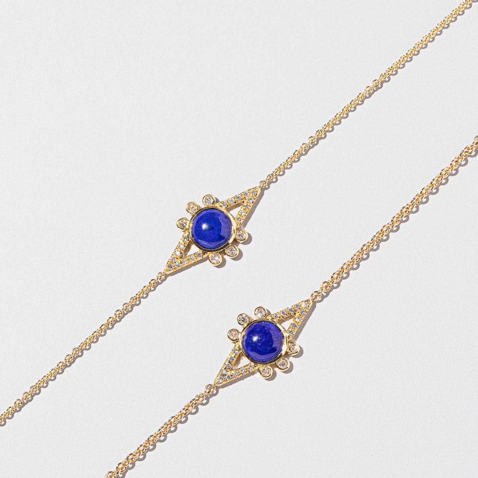 product_details:: Lapis & Diamond Eye Bracelet on light color background.