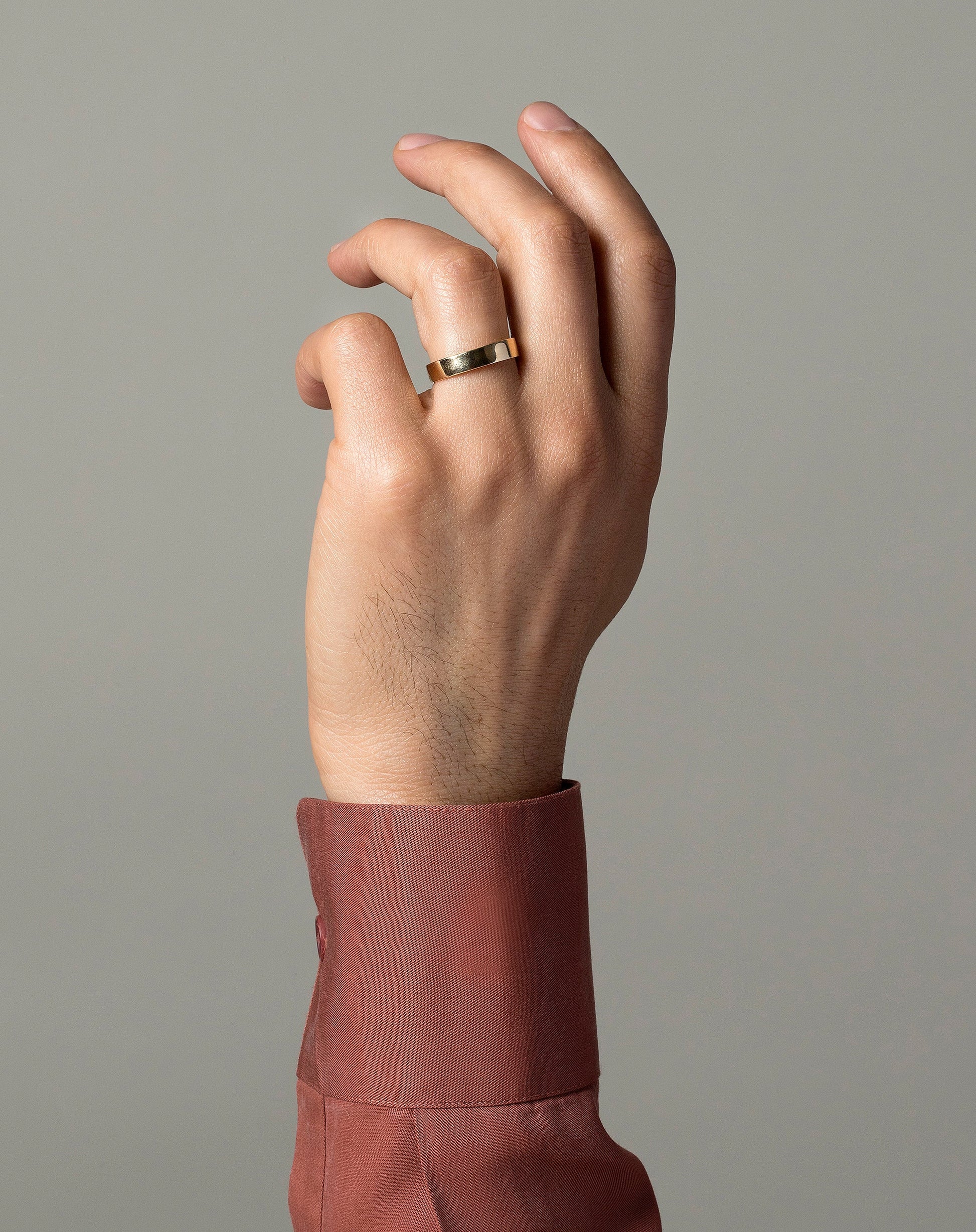 Gold 5mm Square Wire Band on model.