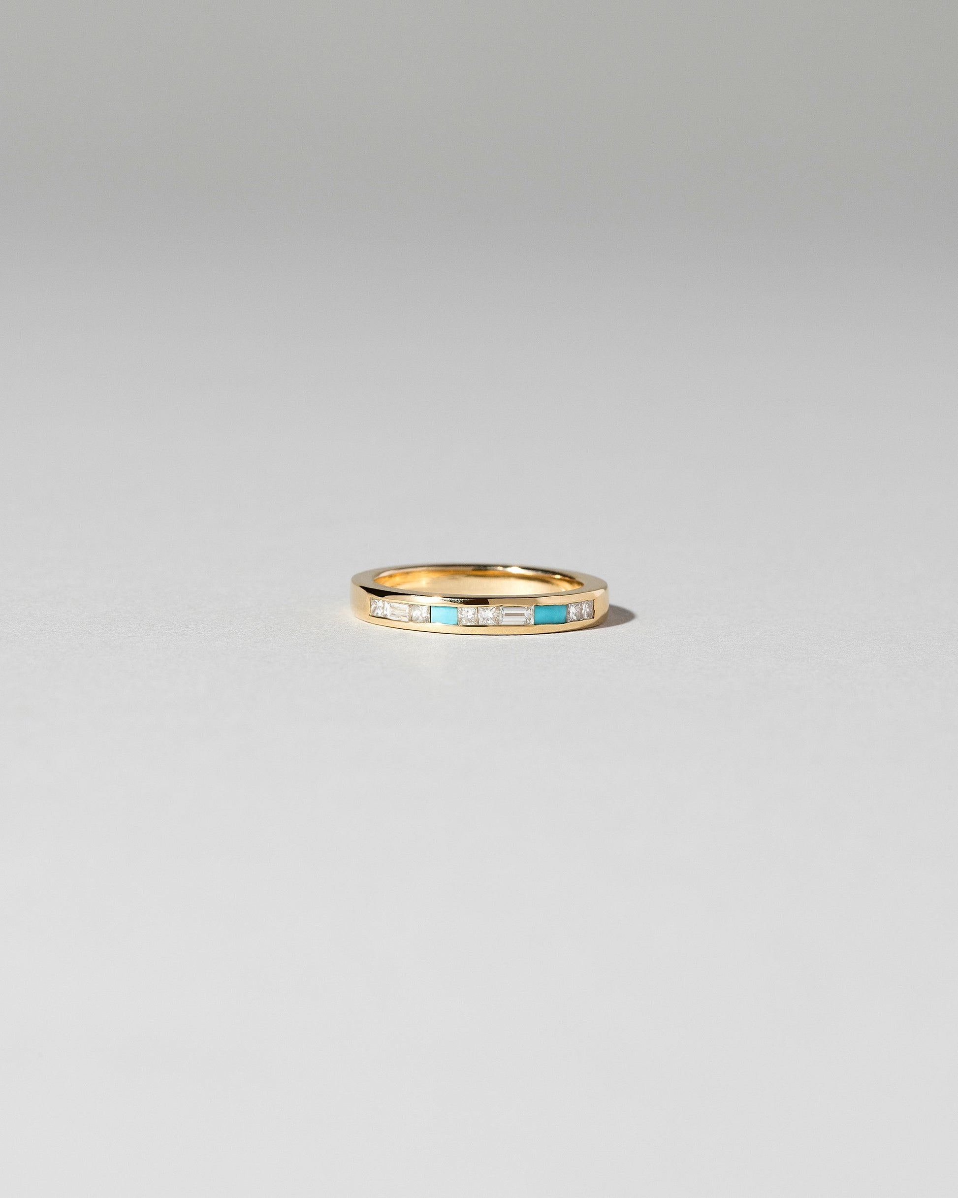  Channel Set Band - Diamond & Turquoise on light color background.