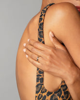 Gold White Diamond Connection Band on model.