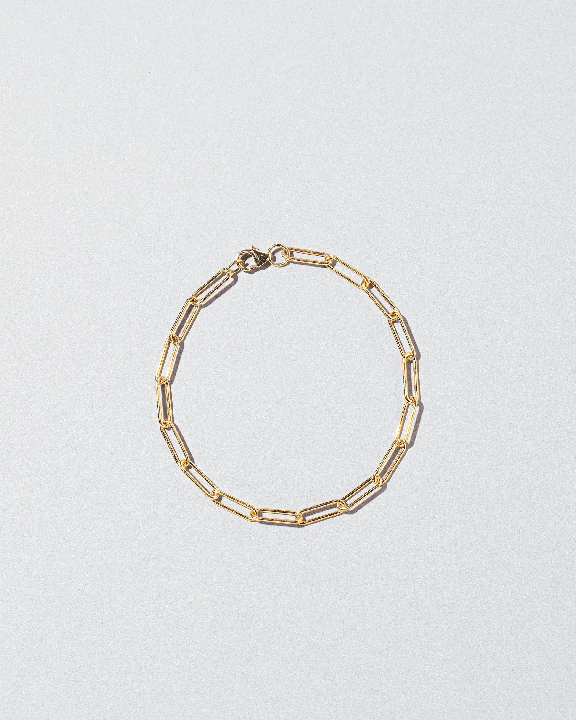 Long Oval Chain Bracelet on light color background.