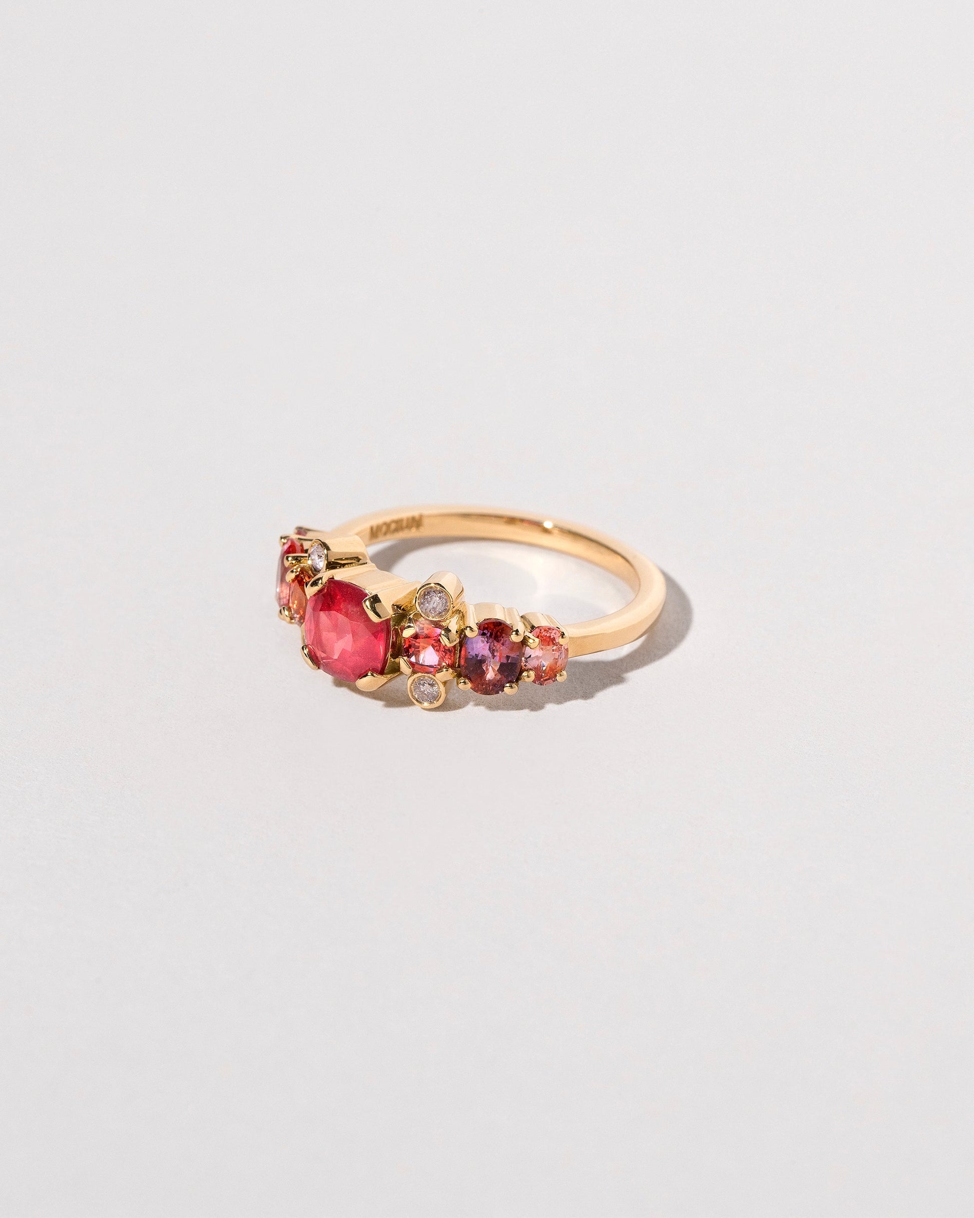 View from the side of the Gladiola Ring on light color background.