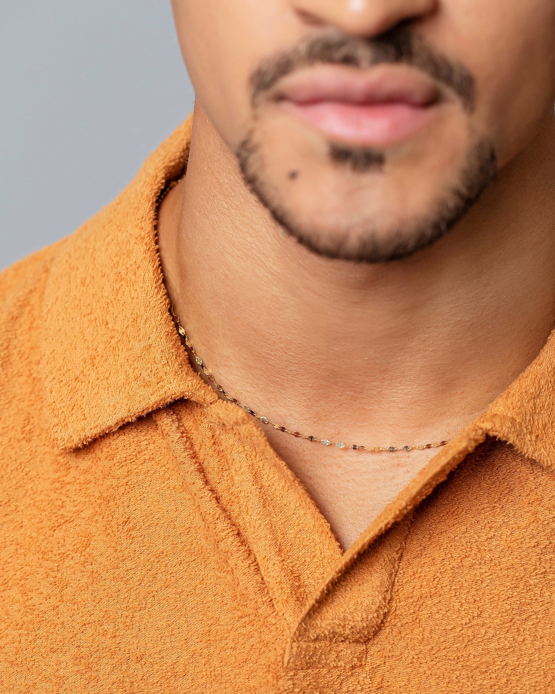 Streamer Chain Necklace on model.