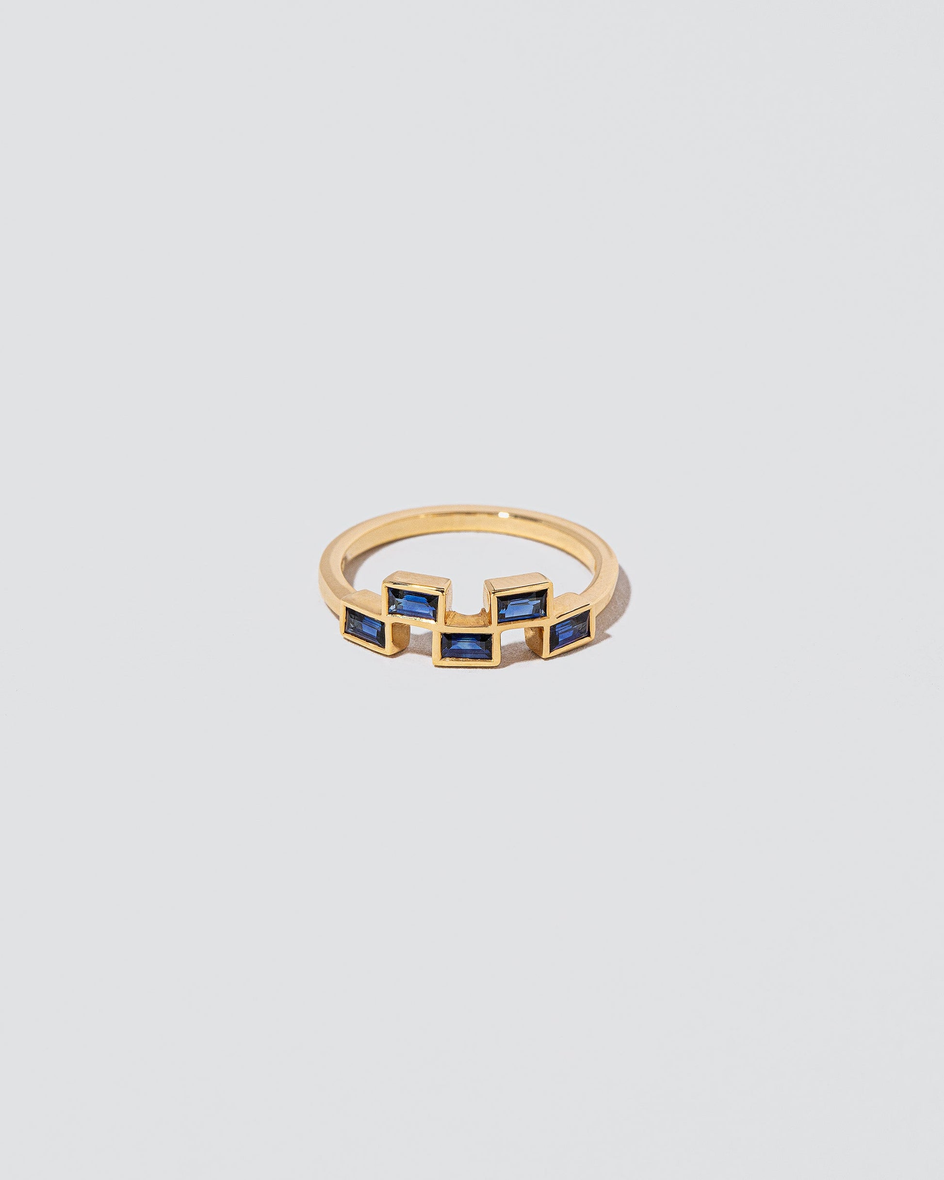 Sapphire Brick Ring on light color background.