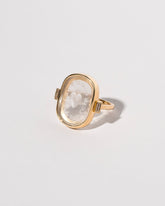 View from the side of the Long Distance Intaglio Seal Ring on light color background.