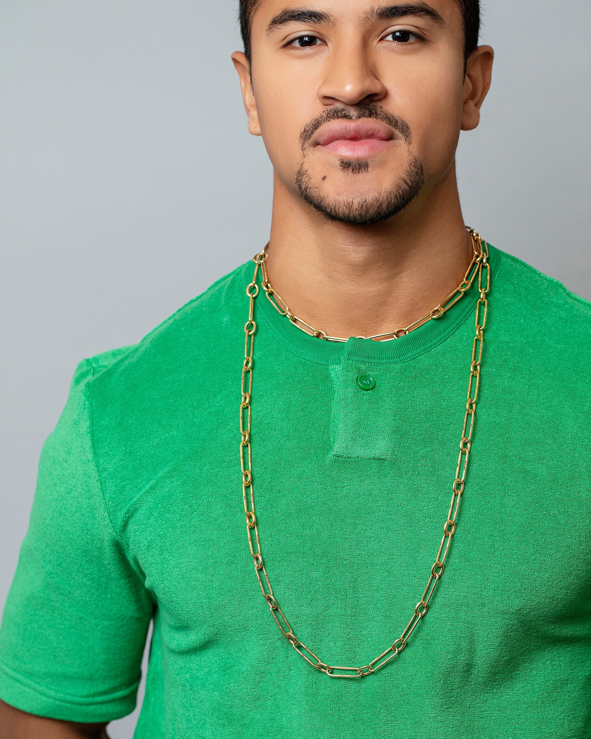 17.5 Link Necklace and Customized 34" version on model.