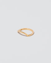 View from the side of the Gold Solid Square Wire Right Slump Band on light color background.