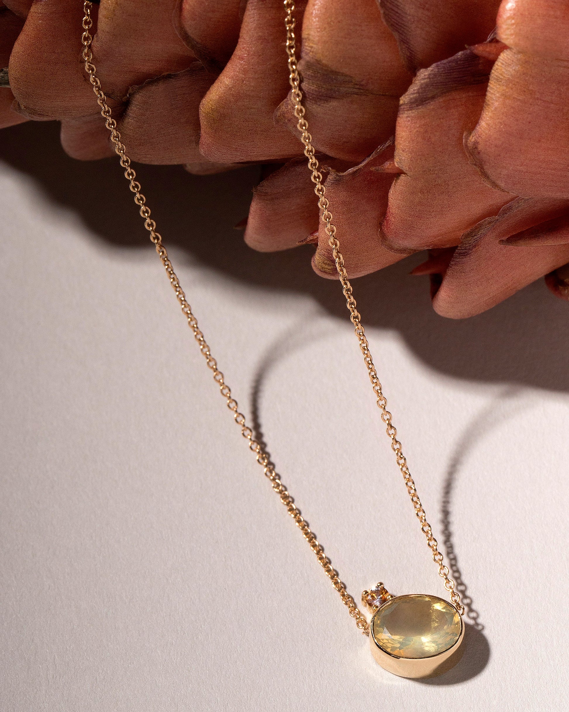  Oregon Opal Necklace on light color background.