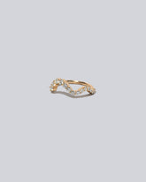 Gold White Diamond High Tide Band on light color background.