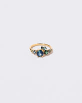  Luna Ring - Bicolor Sapphire on light color background.