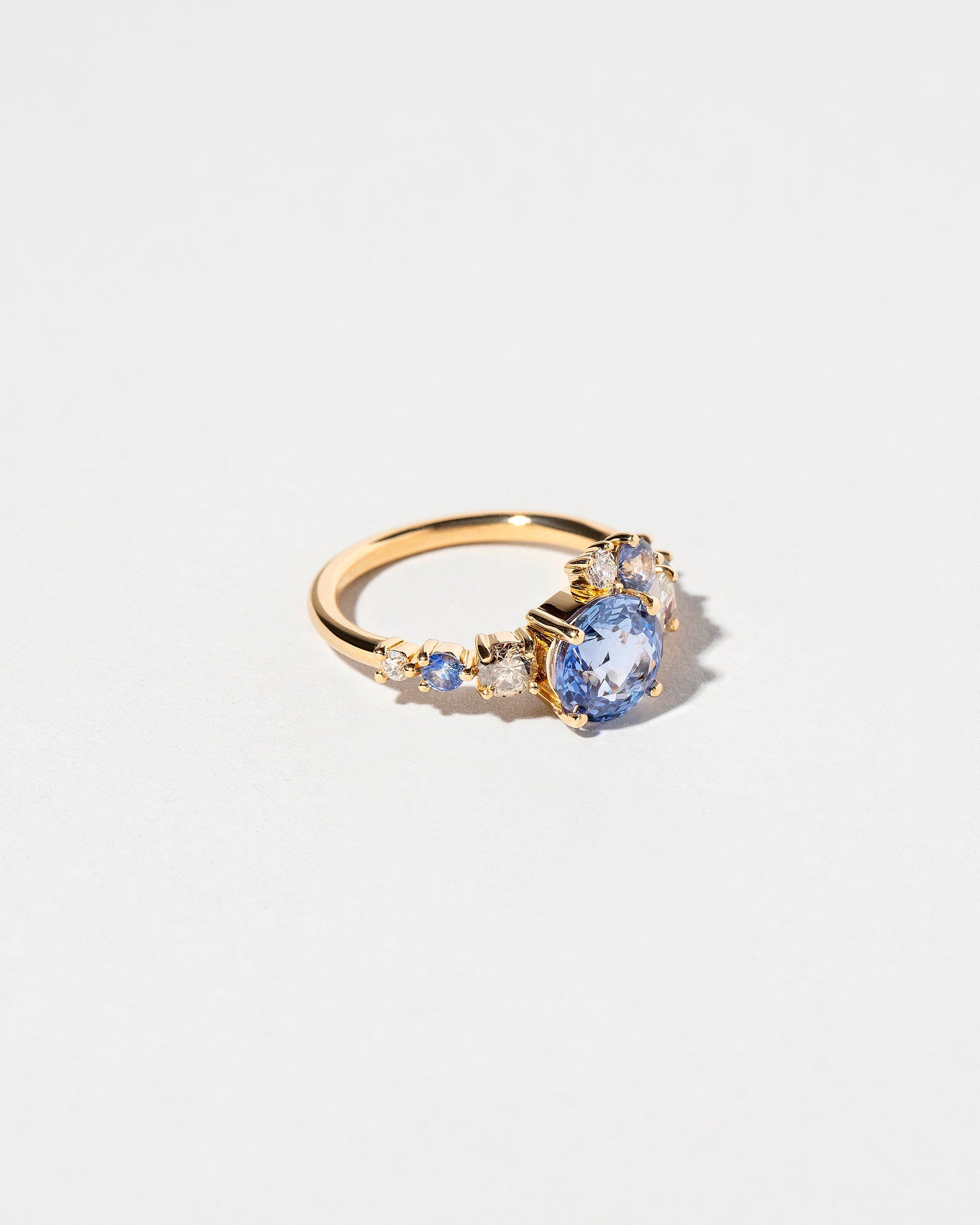  Super Luna Ring - Blue Sapphire on light color background.