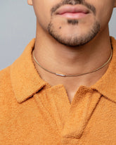 2.4mm White Diamond Identity Chain Necklace on male model.