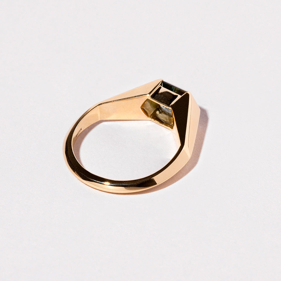product_details::Closeup details of the Caelum Ring on light color background.