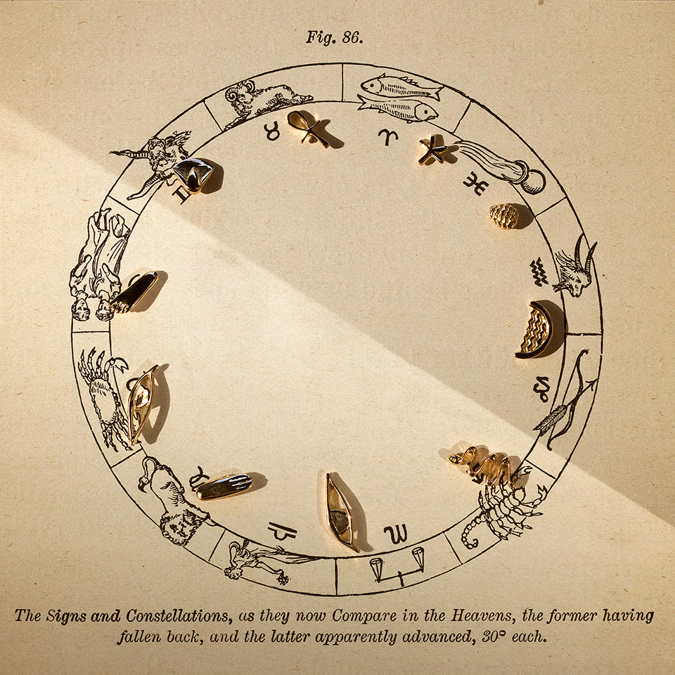 product_details::Talisman Stud Earring Singles set on illustrated map of constellations.