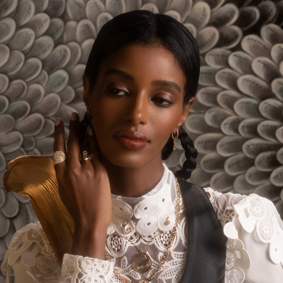 product_details::Styled photo featuring Lifecycle Ring on model.