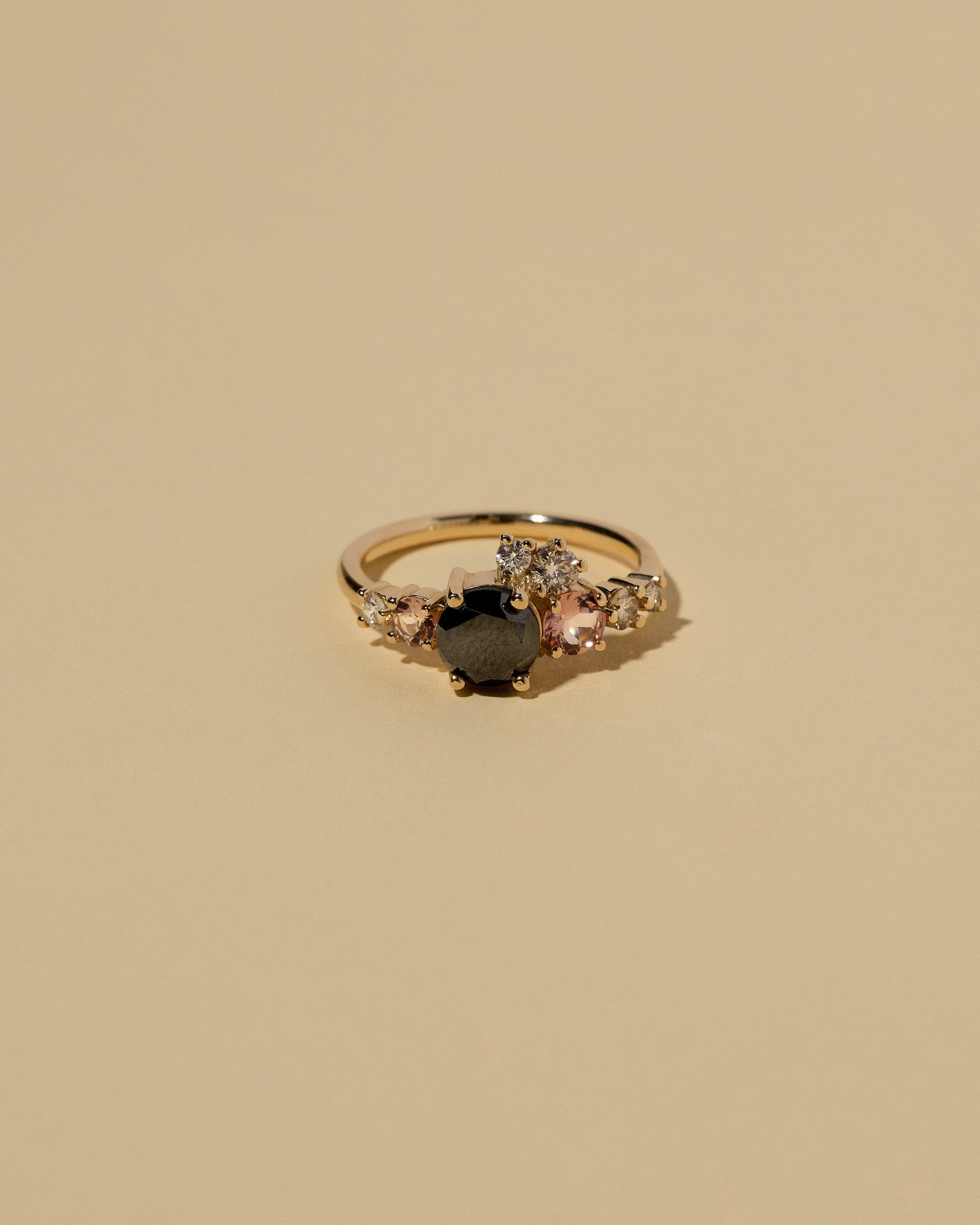  Luna Ring - Black Diamond on light color background.