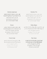 Font options for engraving.