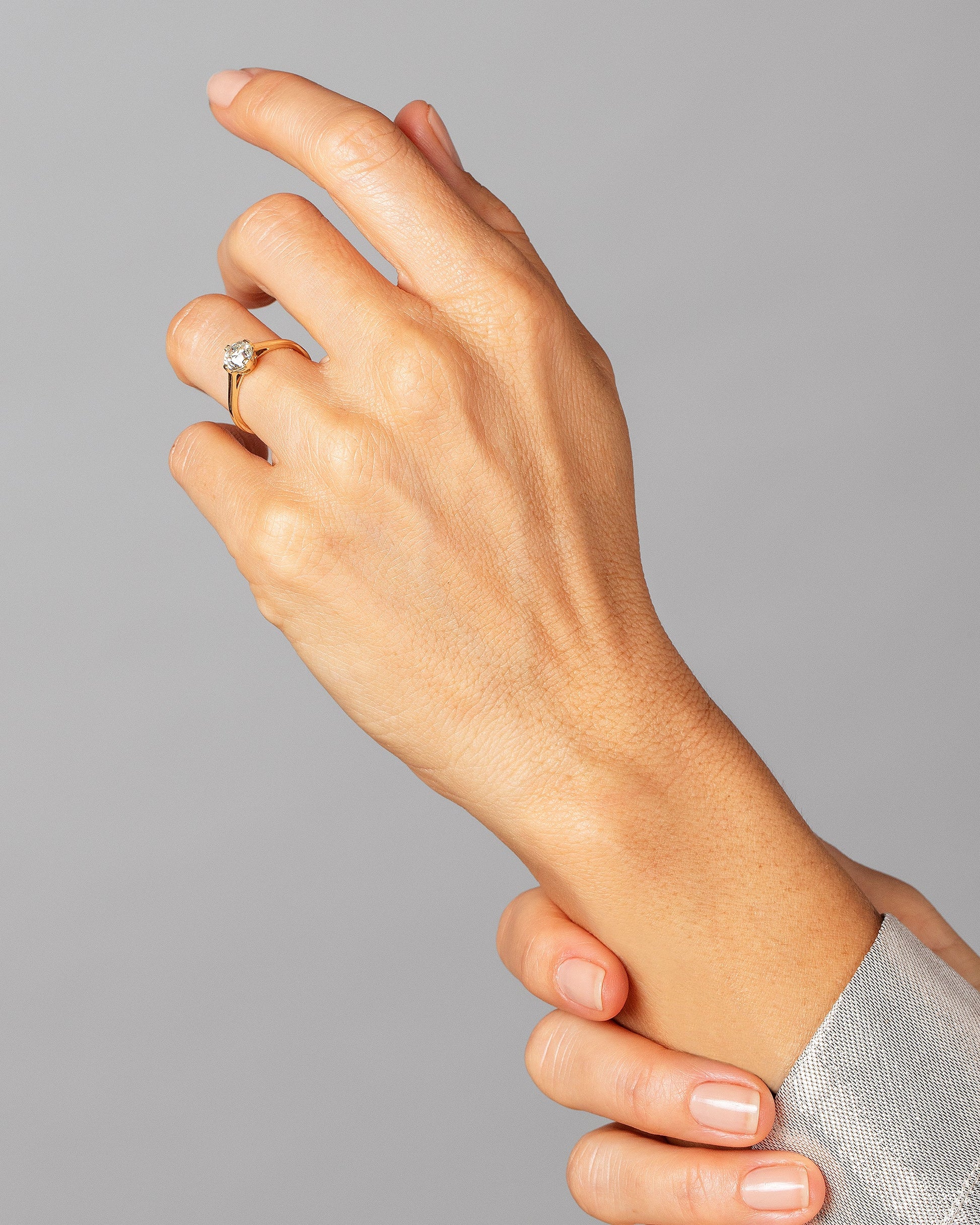 Grand White Diamond Barragán Ring on model.