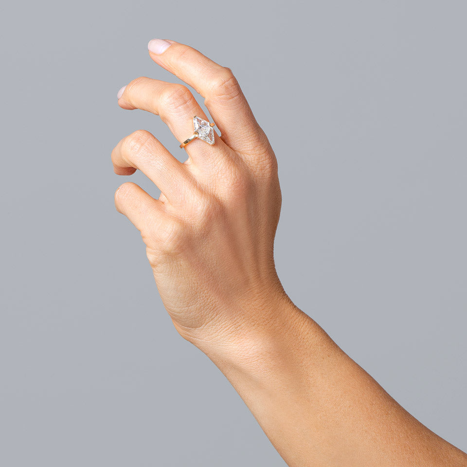 product_details::High Snow Ring on model.